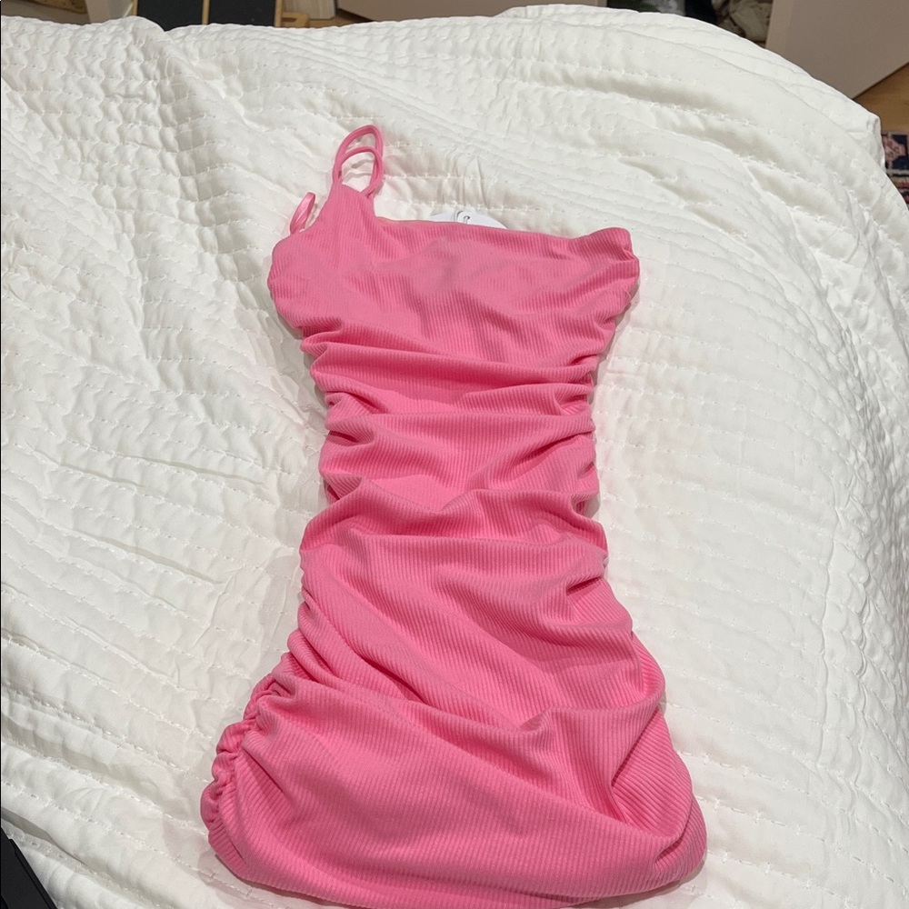 Princess Polly Pink Ruched One-Shoulder Dress